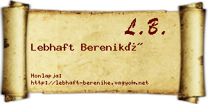 Lebhaft Bereniké névjegykártya